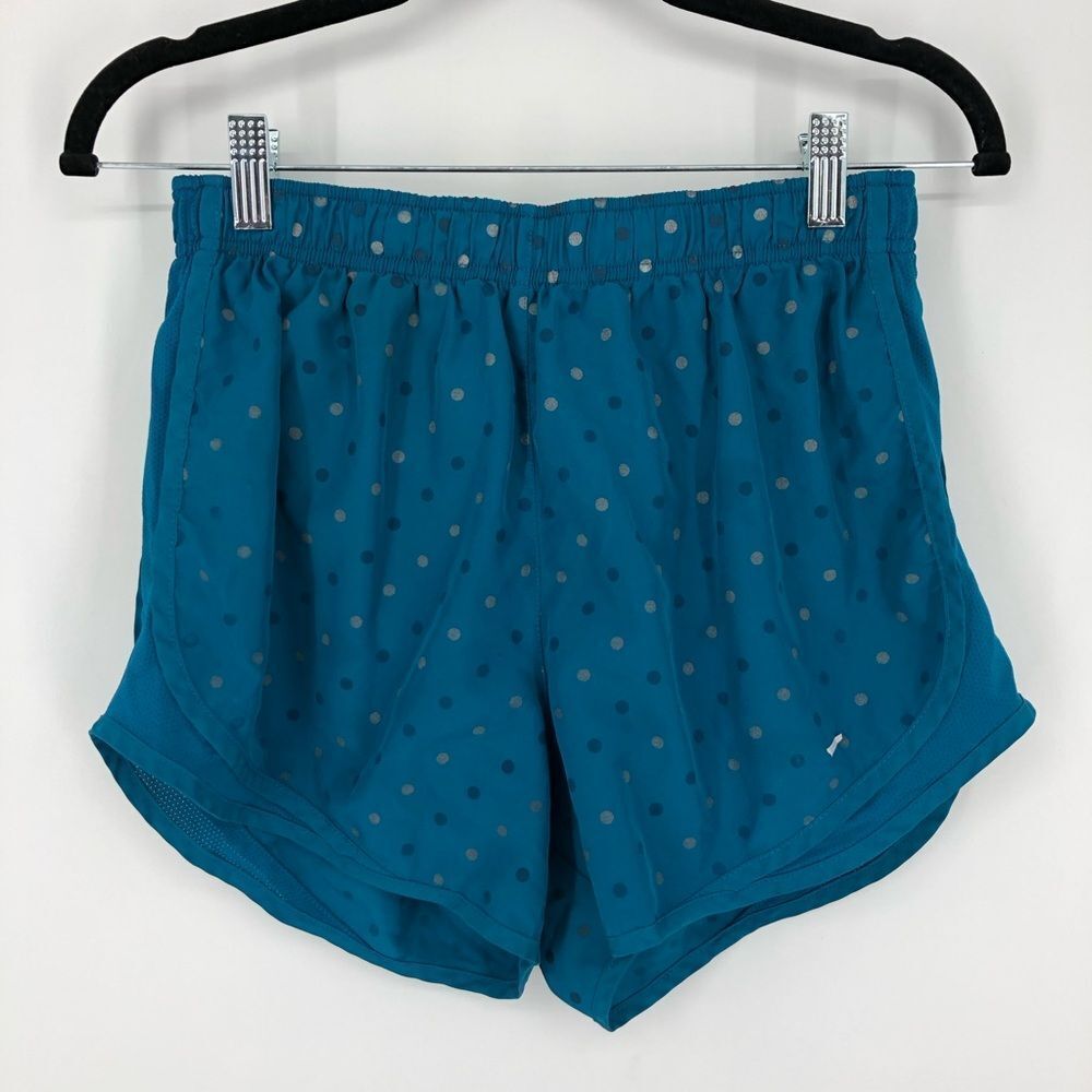 Nike Dri Fit Tempo Running Shorts Womens Medium Blue Polka Dot Lined‎